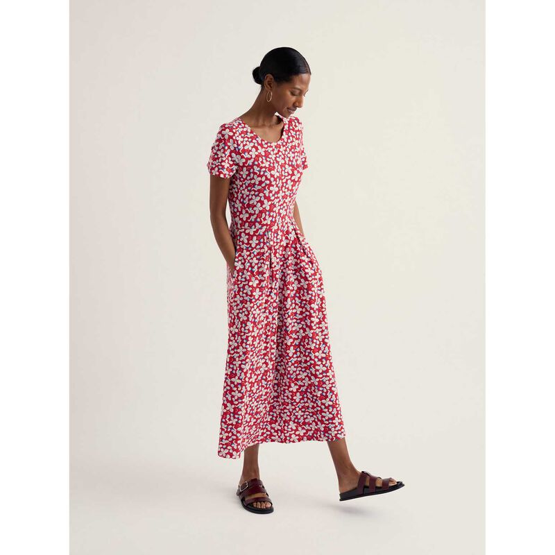 Seasalt Cornwall S/S Veronica Dress Posy Press Boat Red image number 2